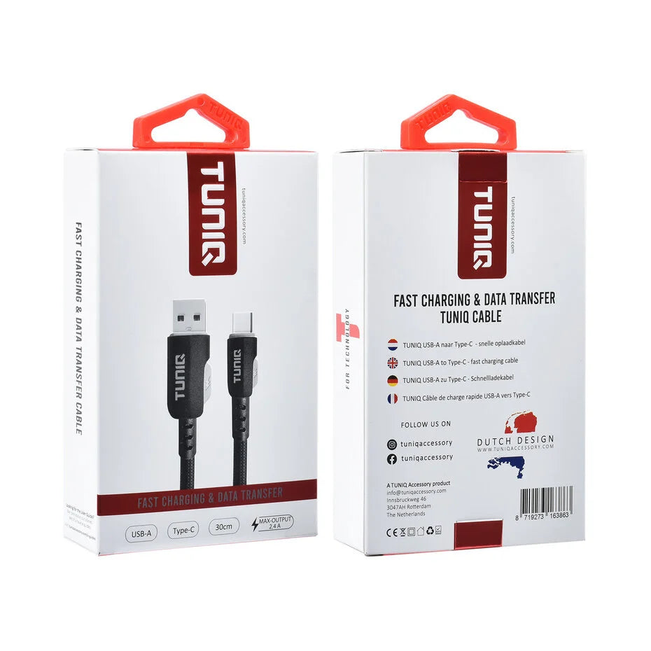 USB-A naar USB-C Kabel – 30 cm Kort & Ultra‑Sterk