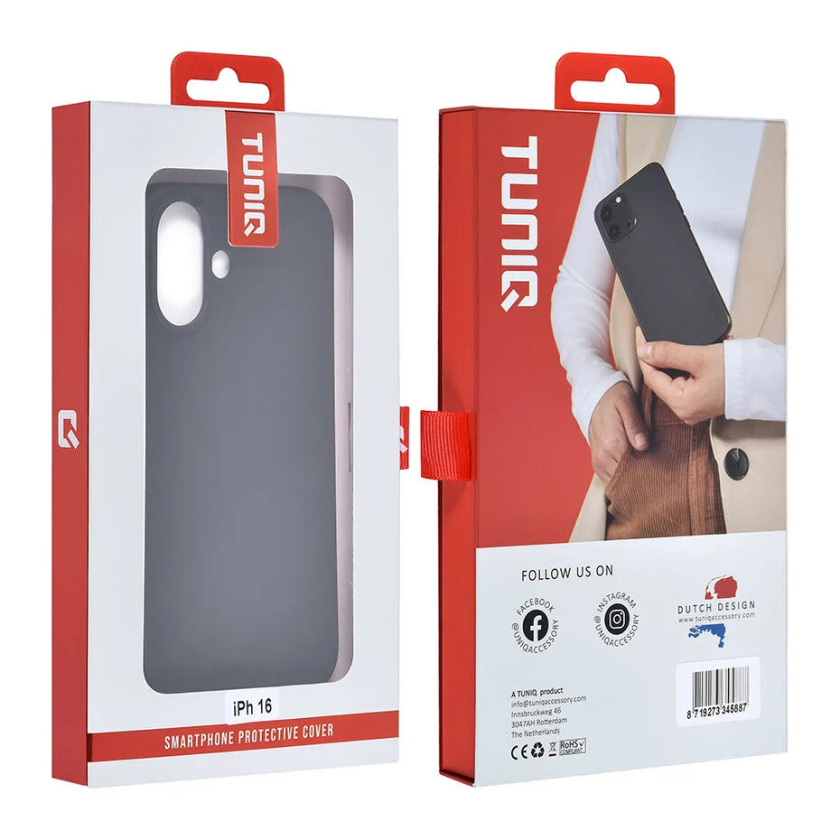 Zwart Hoesje voor iPhone 16 – Mat Design & Stevige Bescherming