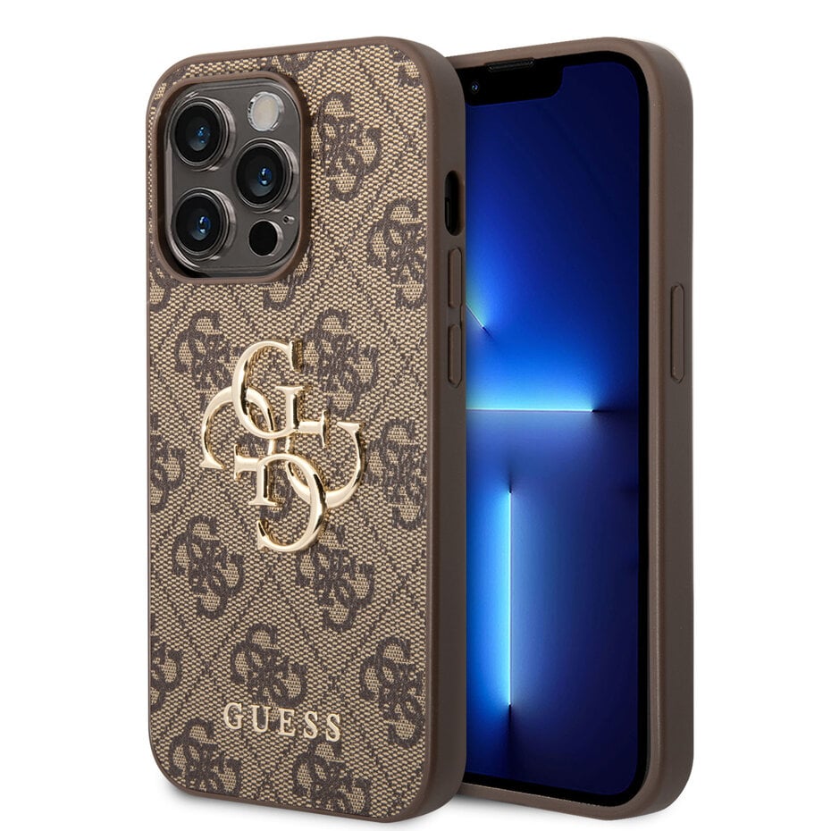 GUESS Hoesje voor iPhone 15 Pro Max – Bruin Monogram Design met Gouden Logo