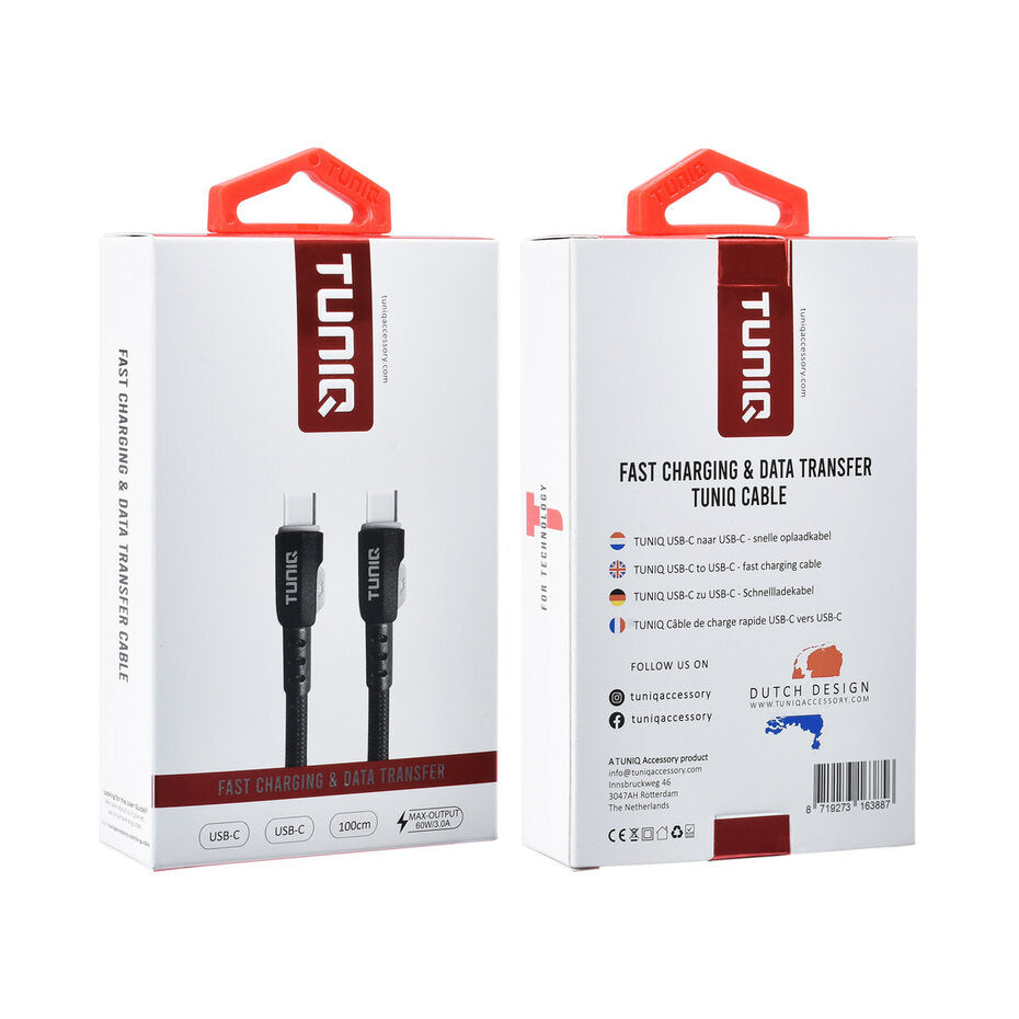USB-C naar USB-C Kabel – 100 cm  60W Fast Charging & Data Transfer