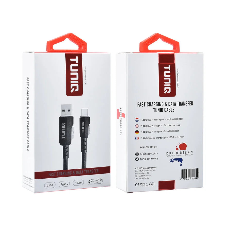 USB-A naar USB-C Kabel – 100 cm  Extra Sterk & Flexibel