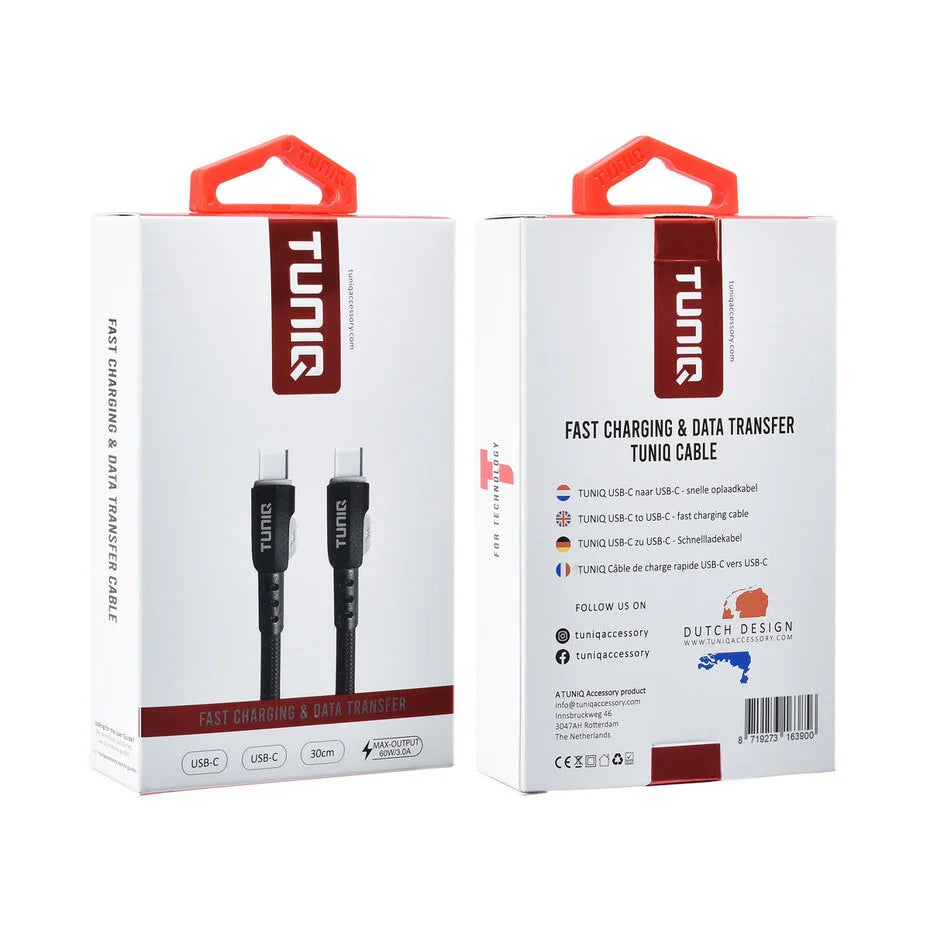 USB-C naar USB-C Kabel – 30 cm  60W Fast Charging & Data Transfer
