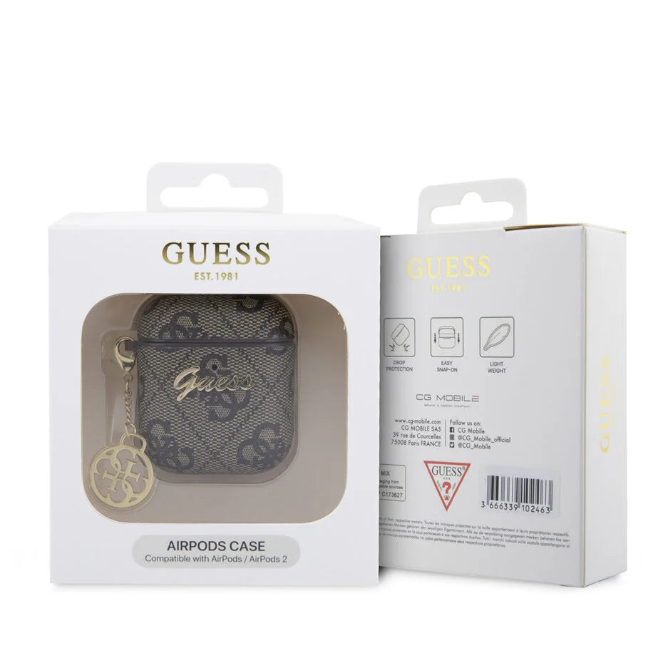 Guess AirPods 1/2 Case – Bruin met all‑over logo‑print