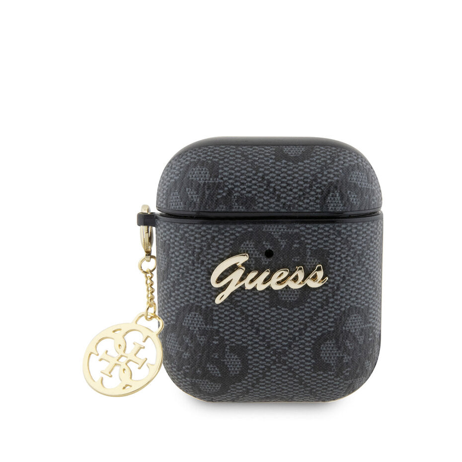 Guess AirPods 1/2 Case – Zwart all‑over logo‑print