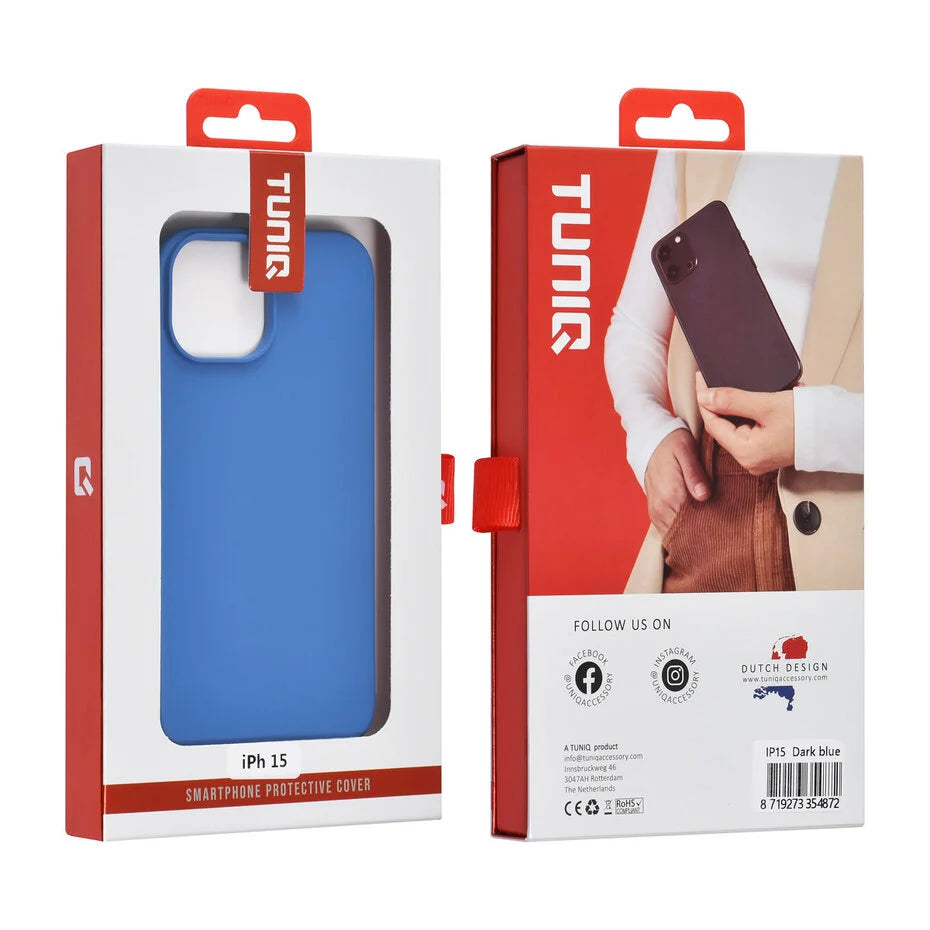 Blauw Hoesje voor iPhone 15 Pro – Mat Design & Stevige Bescherming
