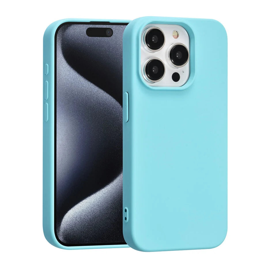 Koraalblauw Hoesje voor iPhone 15 – Mat Design & Stevige Bescherming