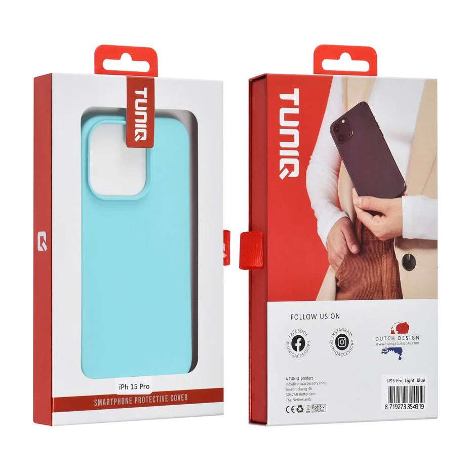 Koraalblauw Hoesje voor iPhone 15 Pro – Mat Design & Stevige Bescherming