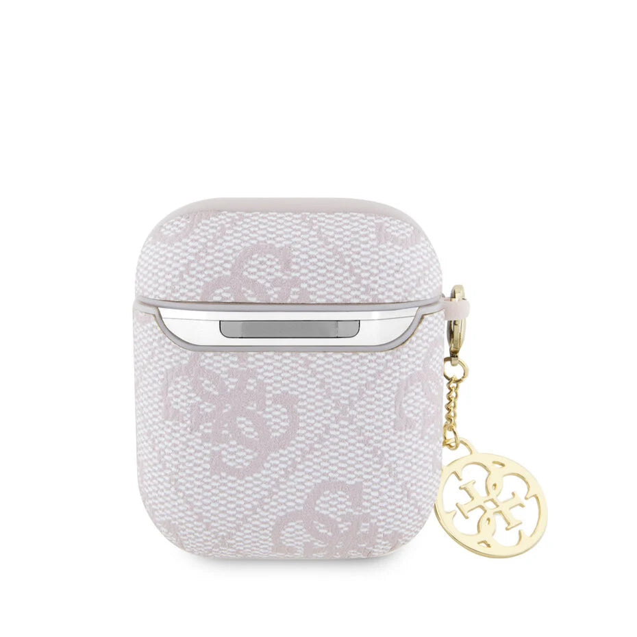 Guess AirPods Case AirPods 1/2 Lichtroze – Luxe Logo Hangertje