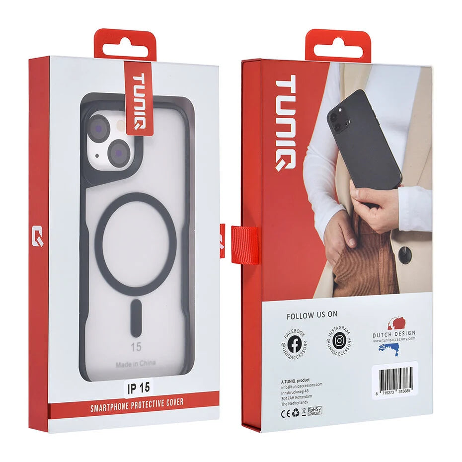 Transparant Hoesje met Zwarte Rand voor iPhone 15 – Slank & Stevig Design