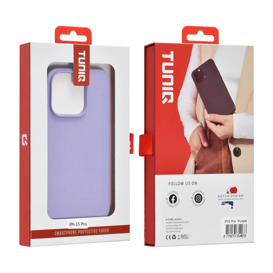 Paars Hoesje voor iPhone 15 Pro – Mat Design & Stevige Bescherming