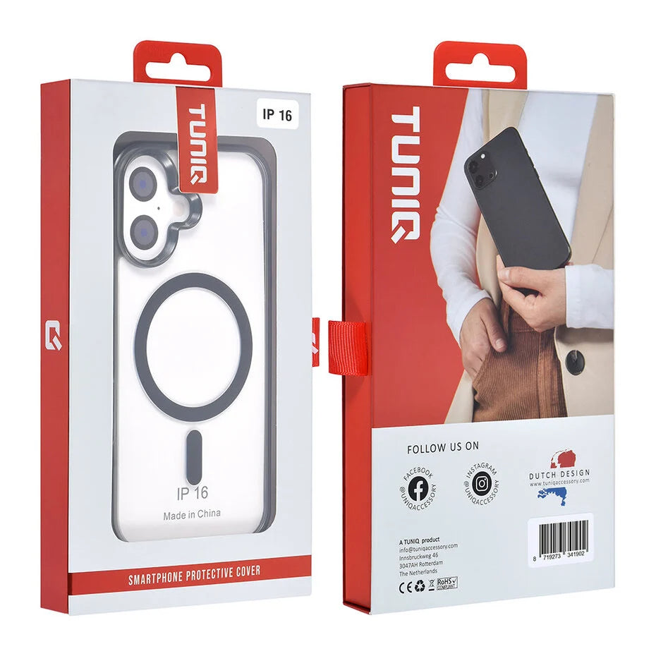 Transparant Hoesje met Zwarte Rand voor iPhone 16 – Slank & Stevig Design