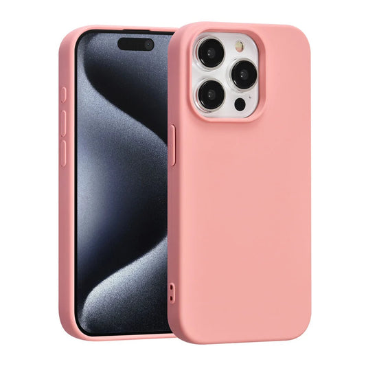 Zalmroze Hoesje voor iPhone 15 Pro – Mat Design & Stevige Bescherming