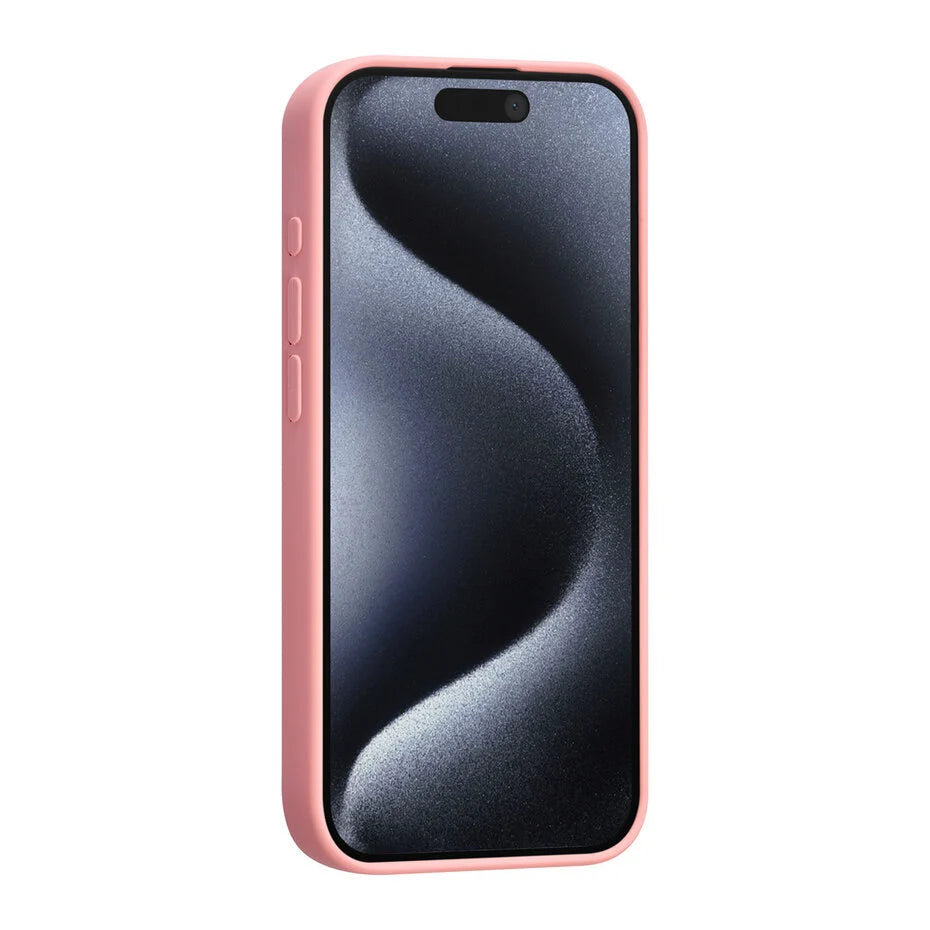 Zalmroze Hoesje voor iPhone 15 – Mat Design & Stevige Bescherming