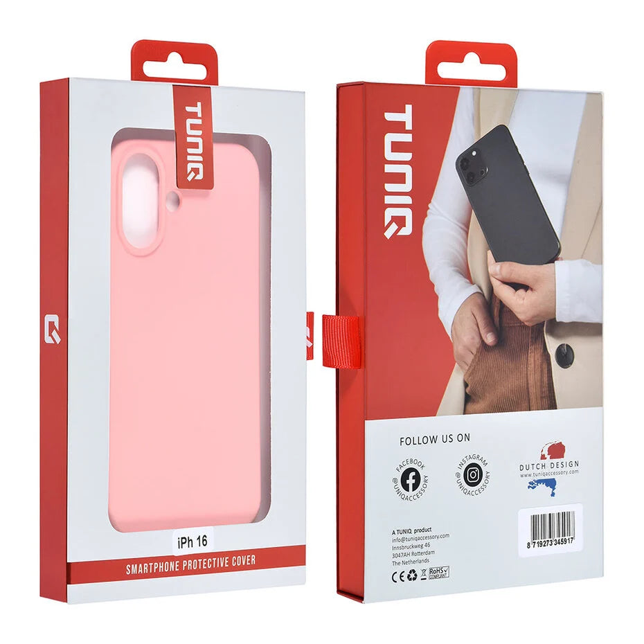 Zalmroze Hoesje voor iPhone 16 – Mat Design & Stevige Bescherming
