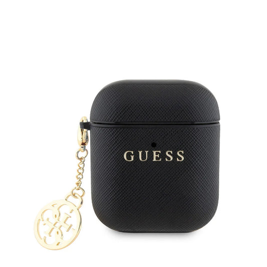 Guess AirPods 1/2 Case – Zwart met Guess Hangertje