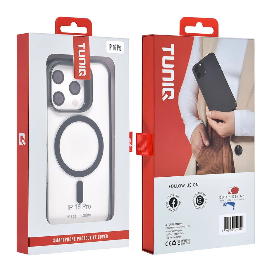 Transparant Hoesje met Zwarte Rand – iPhone 16 Pro